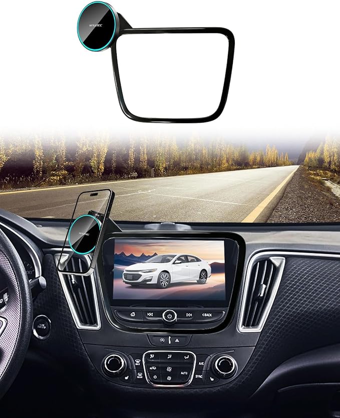 Phone Holder for Chevrolet Chevy Malibu 2016-2025/Equinox 2018-2024 Accessories 8-inch Screen Fixed Clip, Car Magnetic Phone Mount for MagSafe, Magnets 15W Fast Wireless Charger Cell Phone Base