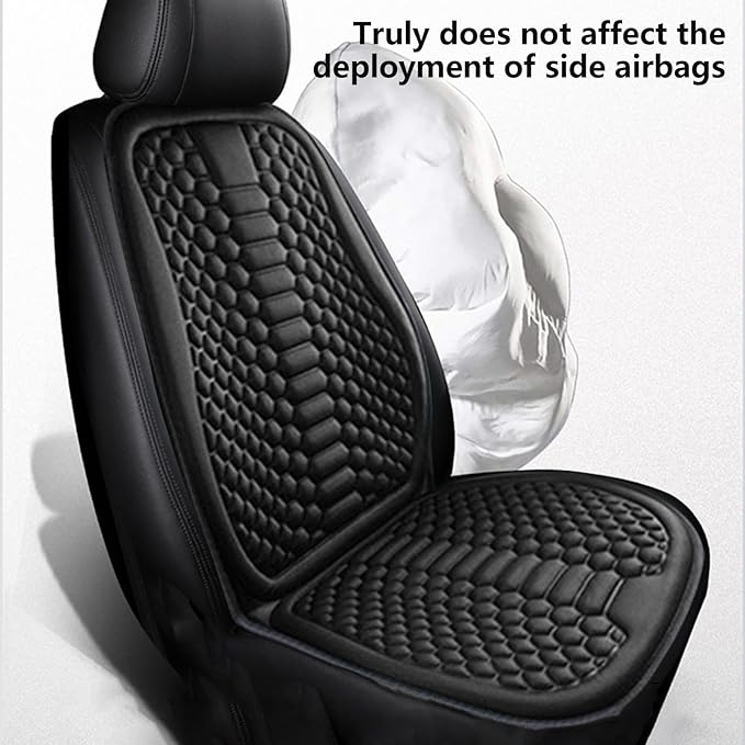 Car Seat Cushion Front Seat, Breathable Lumbar Support Car Seat Cushion for Long Sitting, Non-Slip Car Seat Pad (Black)