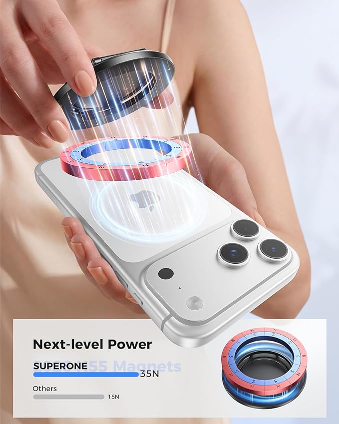 SUPERONE Dual-Side Magnetic Ring Holder, Ideal Gift Gym Phone Grip Kickstand with Cute Pattern for iPhone 17/16/15/14/13/12/ Series, Magsafe Case & Mag Car Mounts, Magnet Ring Included for All Phones