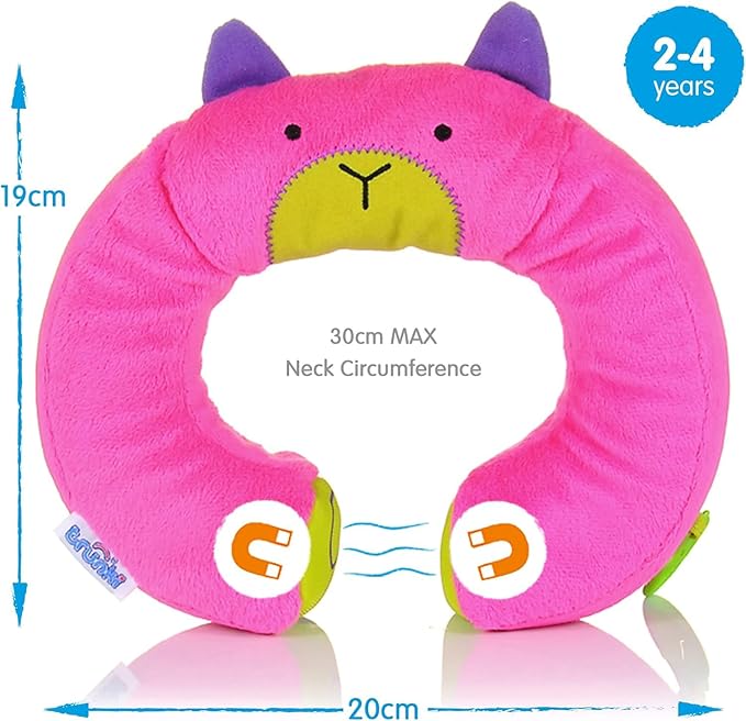 Trunki Kid's Travel Neck Pillow & Chin Rest | Support Sleepy Heads in the Car Seat, Plane, Bike or Pram | Yondi SMALL Betsy (Pink)