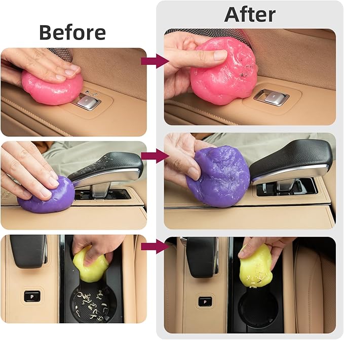 Car Cleaning Gel Reusable 5pack - Dust Cleaning Putty Keyboard Slime for Car Interior Air Vent Cleaner Gel, Auto Cleanings Gadgets Accessories,Christmas stocking stuffers for Men Women,560gg