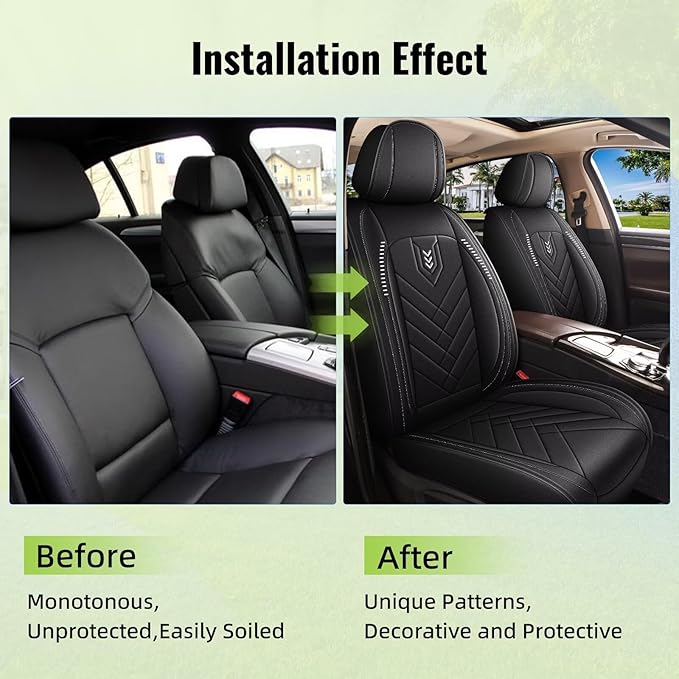 AOMSAZTO Seat Covers Fit for Dodge Charger Car Waterproof Seat Protectors 2006-2026 Full Set Fit for : 5 Seat Automotive Faux Leather Seat Covers(Black)