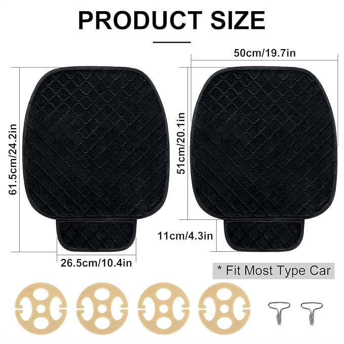 surpassme Car Seat Covers Universal Seat Covers for Car Accessories with Storage Pockets, Car Front Seat Covers and Rear Bench Coverfor Automotive, SUV, Truck, and Van(Black)