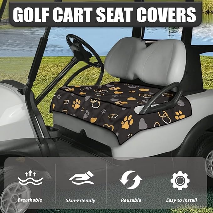 Biyejit Golf Cart Seat Covers with 4 Pockets Golf Cart Seat Towel Blanket Fits 2-Seat Golf Carts, Golf Cart Accessories