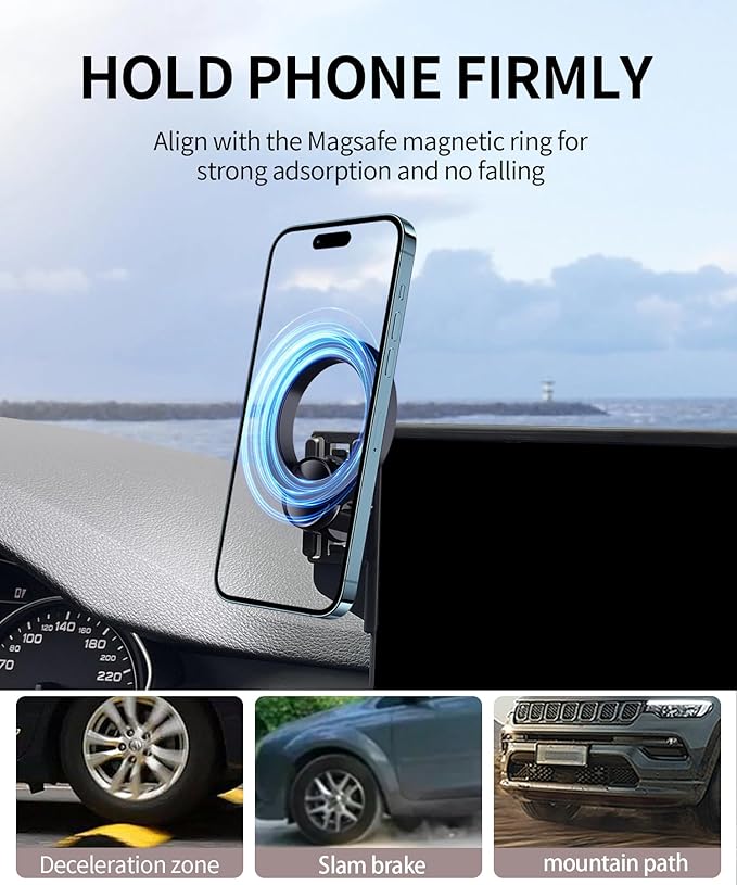 Car Phone Holder for Audi A4&S4&A5&S5&RS5 2020-2025 Accessories / Q5 2021-2025 Accessories 10.1-inch Screen Fixed Clip, Phone Mount Compatible with MagSafe, Cell Phone Holder