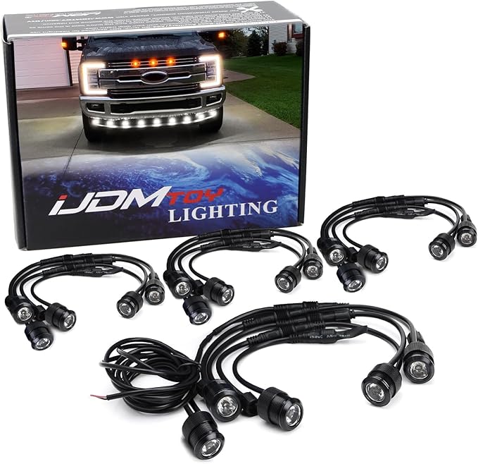 iJDMTOY 20pc Set Xenon White LED Front Bumper Valance Accent Running Light Kit/LED Air Dam Light Kit, Compatible with Dodge/Chevy/GMC HD, Ford Super Duty Trucks or Semi Trucks