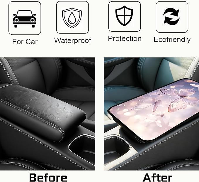 Car Armrest Cover Pad - Car Center Console Cushion Protector Against Pet Claws, Dirt and Sticky Fingers, Comfortable Auto Decor Accessory Fit for Sedan, Van, SUV