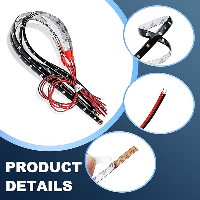 6 PCS 15 LED Strip Underbody Light, 1Ft 12V Waterproof Car Led Interior Exterior Strip Light with 6 Inch Wire, Waterproof Car Underglow Lights Motorcycles Golf Cart Boat Decoration (Pink)