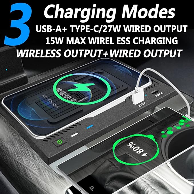 Car Wireless Charger for Toyota Camry 2018-2023, Easy-to-Install Fast Charger, 15W Fast Phone Charging Pad for Mobile Phones That Support Wireless Charging