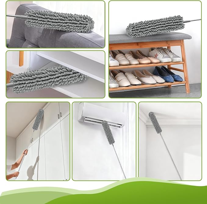 Professional Deep Cleaning System, 100-inch Extendable Duster with Under-Appliance Pads & Multi-Angle Heads for Ceiling Fans, High Ceilings, Blinds, and Gaps