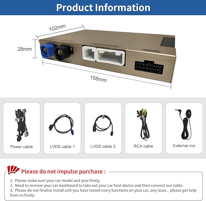 Road Top Wireless CarPlay Android Auto Retrofit Kit for GM HMI 2.0 Cadillac Buick Chevrolet GMC 2014–2020 | CarPlay Interface Decoder Box, Support MirrorLink, Reverse Camera, Navigation