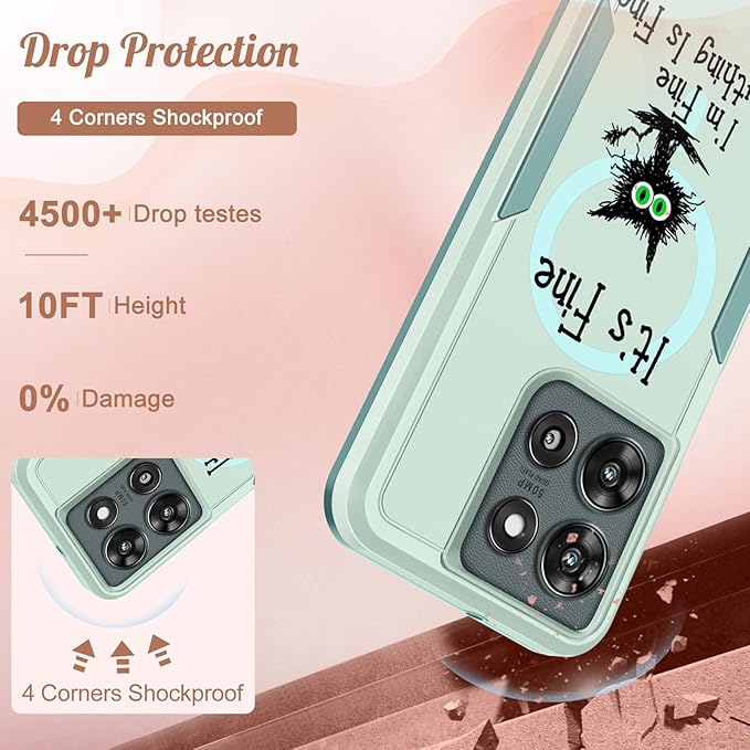 for Moto G 2025 Case Women - Compatible with MagSafe Cute Girls Magnetic Protective Phone Cover Cool Kawaii Girly Cat Heavy Duty Shockproof Design for Motorola Moto G 5G 2025 Cases