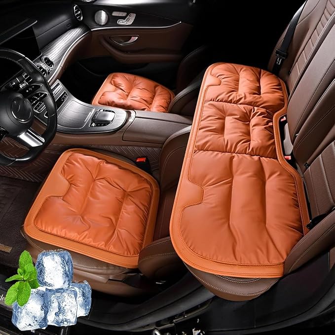 Car Seat Cushion,Personalized Lumbar Support Cushion (Orange,Three-Piece Set)