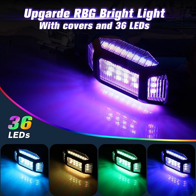 RGB Rock Lights for Trucks, 8 Pods 5-Sided LED Underglow Lights with App/RF Remote Control, 160° Wide Angle Music Sync Neon Exterior Light Kit, IP67 Waterproof, No-Drill for Jeep SUV ATV UTV Boat