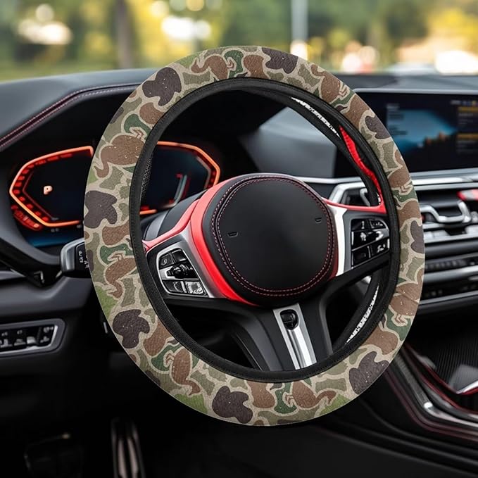 SEANATIVE Duck Camouflage Car Steering Wheel Cover Universal Car Accessory for Diverse Cars Neoprene Dust Cover for Steering Wheel
