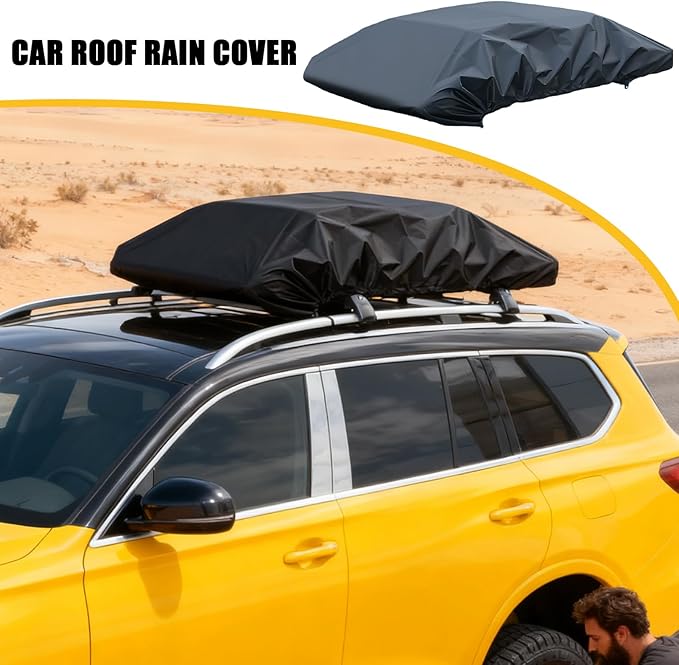 Car Roof Rack Cargo Cover, Waterproof Storage Protector Bag, Heavy-Duty Travel Organizer, Roof Cargo Cover with Secure Strap System, Luggage Shield for Camping Vehicle SUV Automotive Use