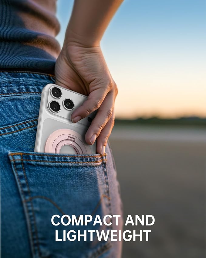 SYNCWIRE for MagSafe Ring Phone Holder, 360° Rotation Magnetic Cell Phone Grip Dual-Sided Magnets Phone Ring Kickstand Compatible with iPhone 17 16 15 14 13 12 Pro Max MagSafe, Android, Samsung etc.