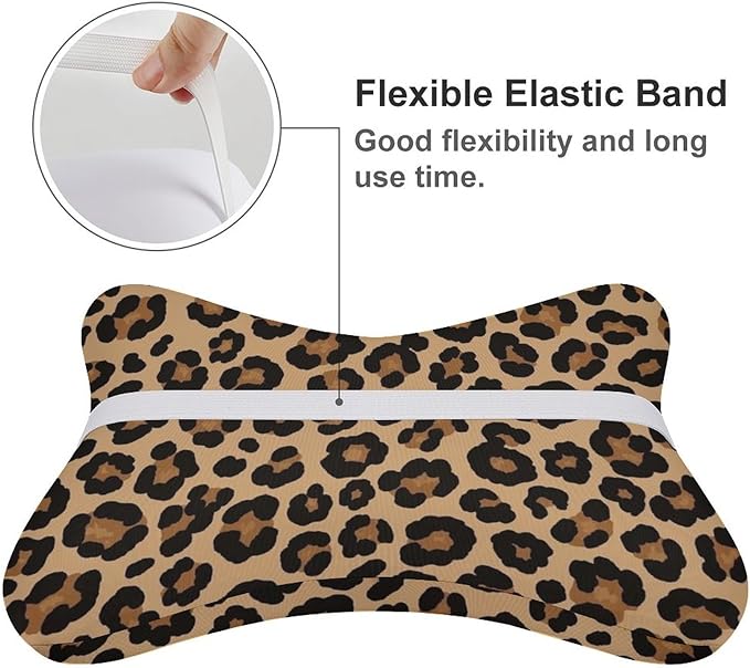 Car Neck Pillow 2 Pieces Travel Pillow Compatible with Wild Cheetah Leopard Print for Head Rest Neck Support Head Cushion Support for Car Seat Airplanes Sleeping