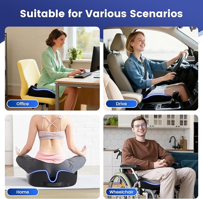 Donut Pillow Seat Cushion for Tailbone Pain Relief and Hemorrhoid – Memory Foam Ergonomic Office Chair Cushion for Home, Office, Car, Gaming, Pregnancy,– Comfortable, Breathable, and Washable