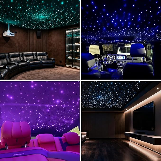 Twinkle Starlight Headliner Light,16W 650pcs 9.8ft LED Star Ceiling Fiber Optic Light Kit APP/Remote Control for Car/Home/Party