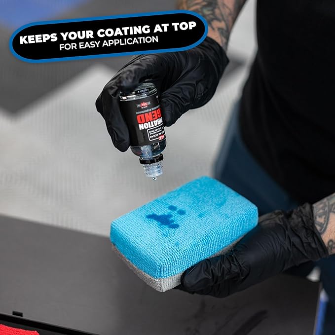 The Rag Company - Ultra No Soak Coating Applicator - Ultra Blue and Ice Grey - 6 Pack - 3 Inch by 5 Inch Applicator Sponge
