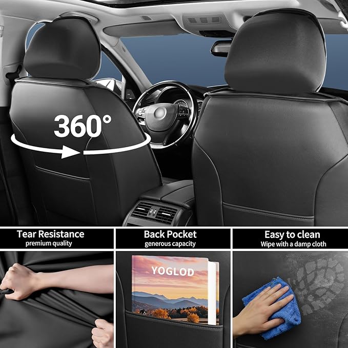 CX-70 Car Seat Covers Fit for Mazda CX-70 2025-2026, Full Coverage Premium Leather Waterproof Breathable Seat Covers, Automotive Seat Protectors, Airbag Compatible(2 Front Seats, Black & Red)