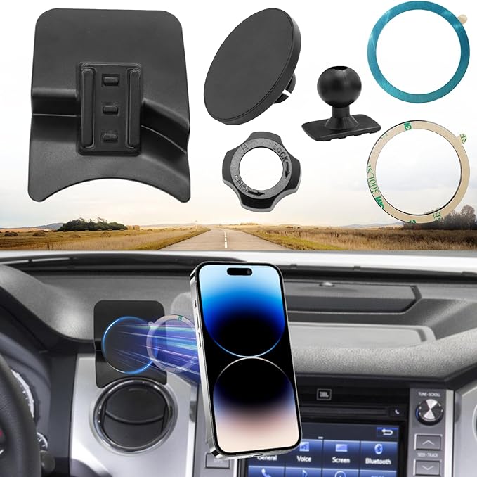 Compatible with Toyota Tundra Phone Holder 2017-2021 for Air Vent,2nd Gen Tundra Phone Mount Magnetic Navigation Bracket Anti-Shake,360 Degree Rotation Tundra Dashboard Cell Phone Mount Stand