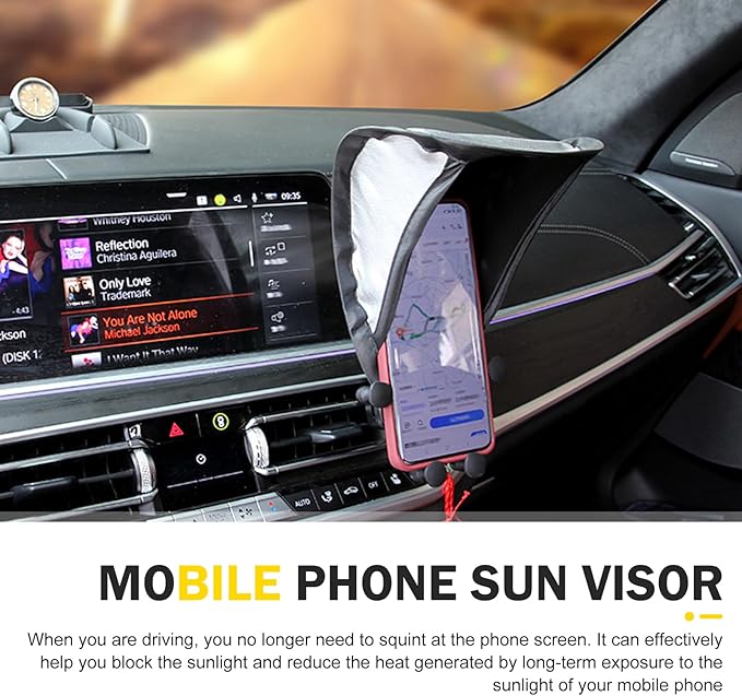 Car Dash Covers, Phone Umbrella, Anti-Glare Sunshade Umbrella Phone Holder, Universal for Most Cars (Black)