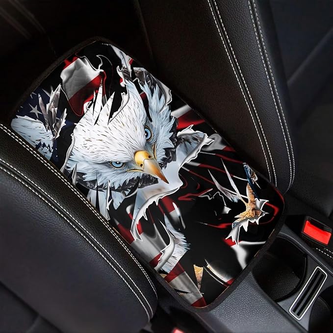 Eagle Car Armrest Pads Auto Armrest Box Cover Comfortable Middle Storage Organizer Pad Universal Style Car Accessories Decor