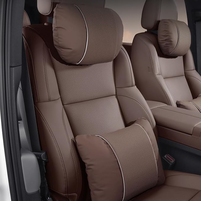 Car Headrest & Lumbar Support Set,Premium Skin-Feeling Napa Leather Soft and Comfortable Headrest,Car Seat Headrest Pillow Waist Support Car Interior Accessories for Driving Home Office