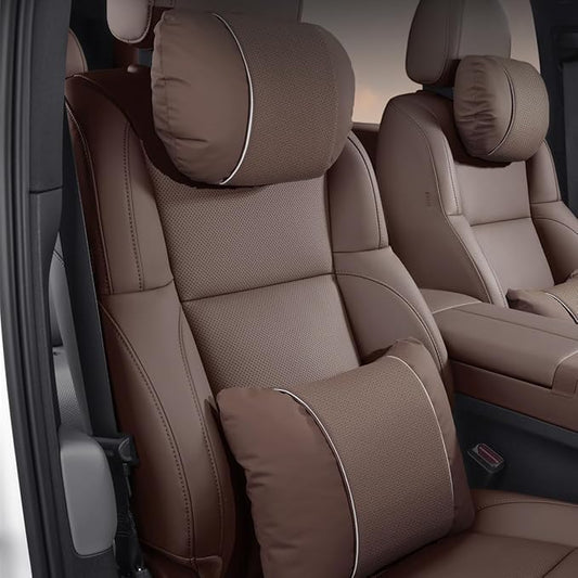 Car Headrest & Lumbar Support Set,Premium Skin-Feeling Napa Leather Soft and Comfortable Headrest,Car Seat Headrest Pillow Waist Support Car Interior Accessories for Driving Home Office
