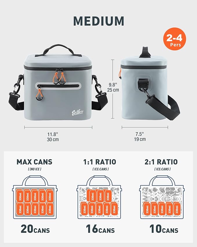 Soft-Sided Cooler Bag, 7/16/30 Can Insulated Lunch Box, Waterproof, Leak-Proof, Portable Lunch Bag for Work, Beach, Drink, Travel, Camping, Picnic
