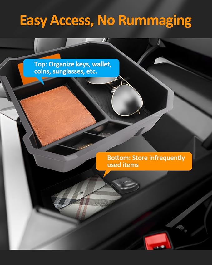 CDEFG for 2024 Tesla Cybertruck Center Console Organizer Tray for Cyber Truck 2024 Accessories Armrest Storage Box Insert Tray for Cybertruck 2024 Arm Rest Middle Organizer