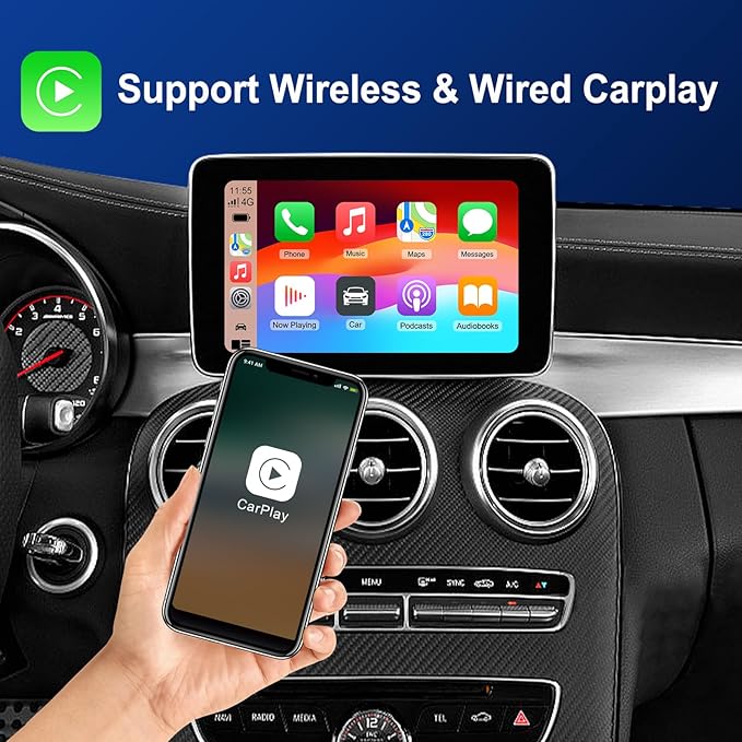 LEXXSON Wireless Carplay Android Auto Adapter for Mercedes Benz A/B/C/E/CLA/GLK/ML/SLD 2012-2015 with NTG 4.5 System, Carplay Retrofit Kit Decoder for Mercedes Benz with 2.4G, 5.8G WIFI, BT and GPS