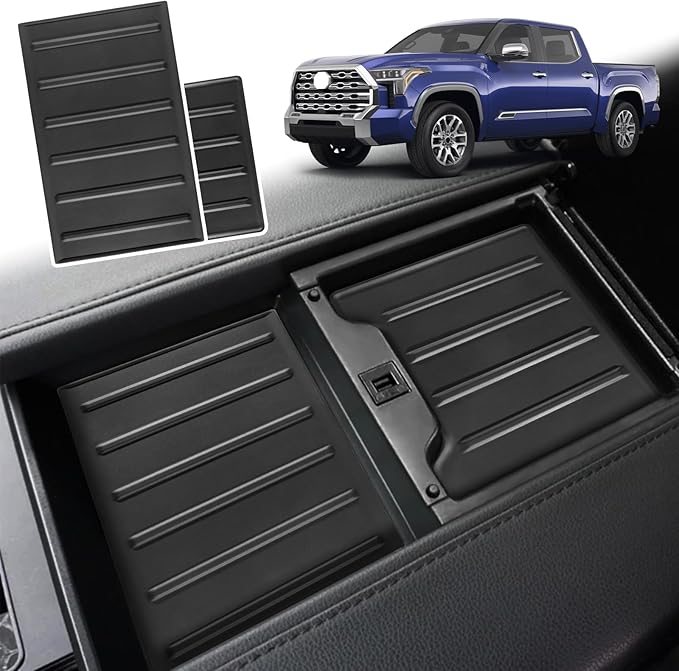 Center Console Tray Liner for 2022-2025 2026 Toyota Tundra Accessories (Only fits Platinum, 1794, TRD PRO, Capstone) & 2023-2025 2026 Sequoia Console Organizer Liner Anti-Slip Silicone Mat Pad 2 Pcs