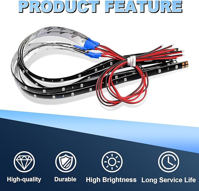 6 PCS 15 LED Strip Underbody Light, 1Ft 12V Waterproof Car Led Interior Exterior Strip Light with 6 Inch Wire, Waterproof Car Underglow Lights Motorcycles Golf Cart Boat Decoration (Blue)