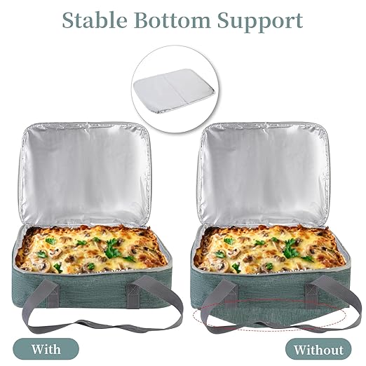 Bodaon Casserole Carriers for Hot or Cold Food, Fits 11"x15"Baking Dish, Portable Warmer for Travel,Insulated Casserole Carrier,Keep Warm Food Containers,Keeps Food Hot for Hours, Pioneer Woman, Green