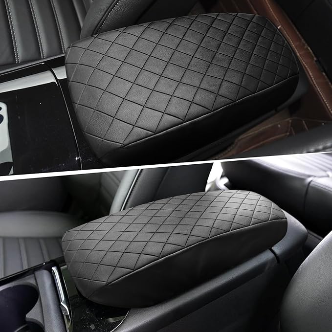Center Console Cover Compatible with Ford Fusion 2013-2016 Leather Armrest Box Cushion Cover Middle Console Pad