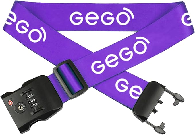 GEGO Premium Travel Kit, Sleep Mask 3D Contoured Eye with Soft Memory Foam, Luggage Tag Waterproof Resistant and Strap with Lock for Luggage TSA Approved (Sleep Mask Black/Luggage Tag Purple)