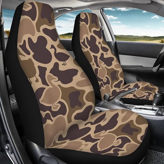 KEIAHUAN Duck Camo Hunting Car Seat Cover 4PCS Front Seat Covers and Split Rear Bench Seat Covers Soft Auto Interior Accessories Decor Universal Fits for Most SUV Truck Van