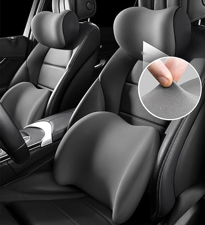 Car Lumbar Support Pillow Neck Pillow Set for Tesla Model 3 2017 2018 2019 2020 2021 2022 2023,Softness Cushion Neck Back Pain Relief Seat Accessories,Pink