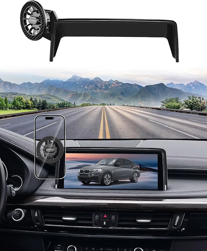 SKYLOTEC Car Phone Mount for BMW X5 2014-2018/X6 2015-2019 Accessories 10.2-Inch Screen Fixed Clip, Automobile Cradles Magnetic Phone Holder Compatible with MagSafe, Strong Magnets Cell Phone Base