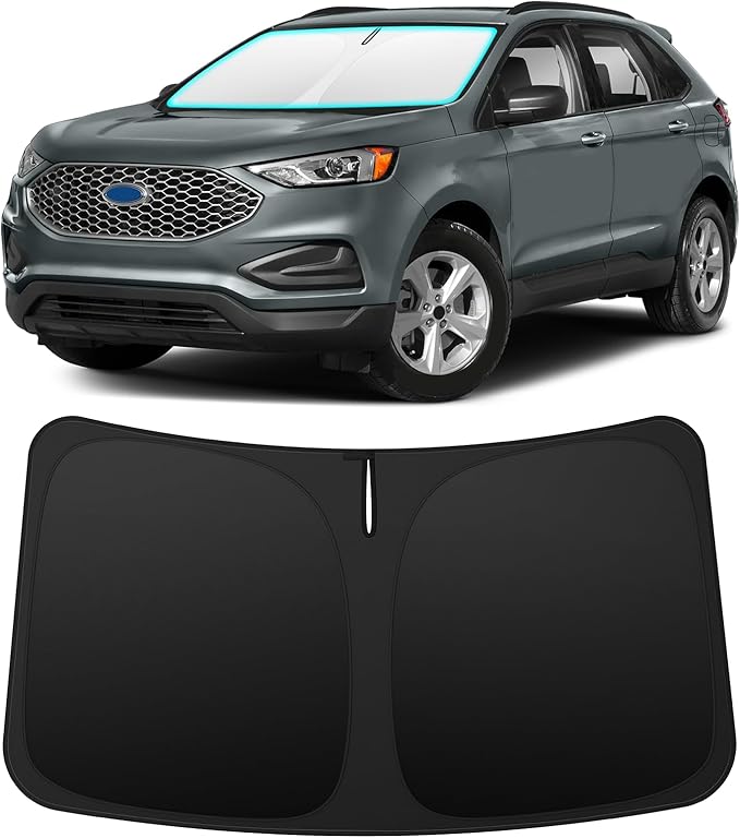 INSAUTO Custom Fit Windshield Sun Shade Accessories for Ford Edge 2015-2024, Foldable Front Window Sunshade, UV & Heat Reflector, Keeps Interior Cool, Includes Storage Bag