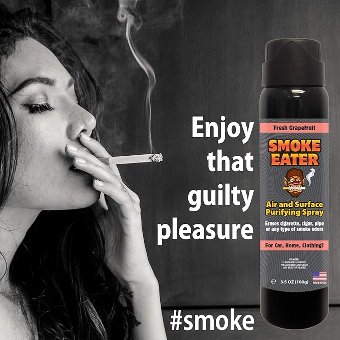 Smoke Eater Odor Eliminator Aerosol Spray, Cucumber Melon, 3.5 oz — Tea Tree Oil Breaks Down Smoke at the Molecular Level