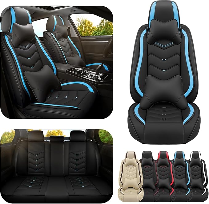 Car Seat Covers for Lexus ES 350 2007-2026, Premium Nappa Leather Car Seat Cover, Stylish Sport Seat Covers， Automobile Seat Cover Sets.(Luxury 5 Seats/Black Blue)