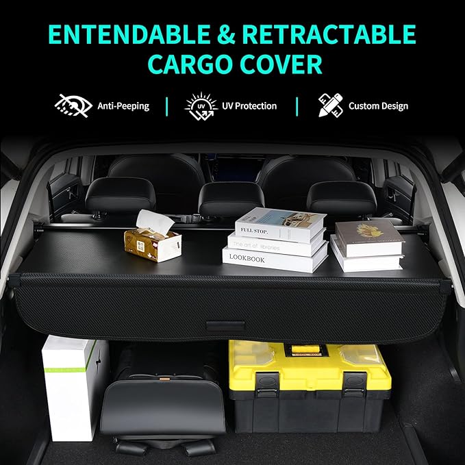 Tecoom Cargo Cover fit for Honda CRV 2026 2025 2024 2023 Accessories, Retractable Rear Trunk Cover Luggage Security Shade, Anti-Peeping Privacy Screen Protector, Carbon Fiber Texture