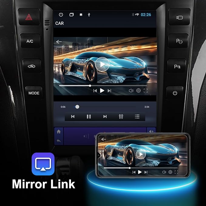 2+64G Android 14 Double Din Car Stereo for Ford Explorer 2011-2019 with 10.4 Inch Touchscreen Radio Built-in Wireless Carplay/Android Auto/GPS/Bluetooth/FM/AUX-in/Steering Wheel Controls/Backup Camera