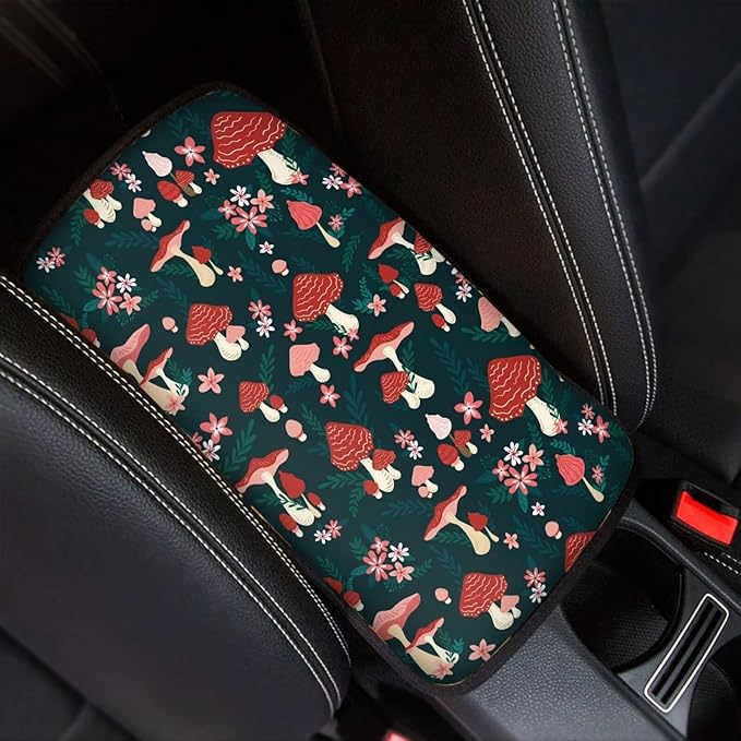 JoyLamoria Mushroom Automotive Armrest Pad Protector for Women Mushroom Car Armrest Cover Easy Install