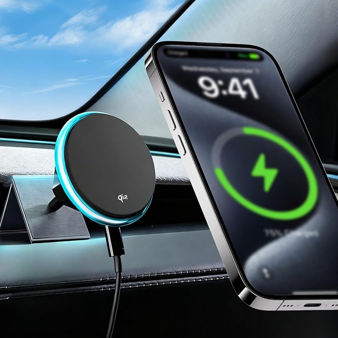 Wireless Car Mount Charger Fast Charging for Tesla Model 3/Y/3 Highland/Y Juniper (Model Y Juniper 2025+, Without OBD Charger)