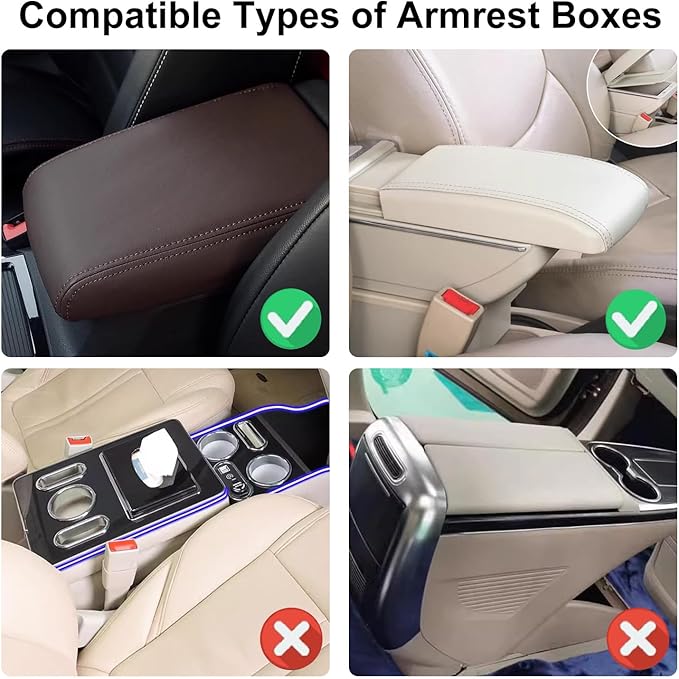 NBTEPEM Bling Crown Car Center Console Armrest Cover, Leather Middle Console Cover Cushion with 2 Storage Bags, Car Armrest Storage Box Interior Accessories for Most Vehicles(Red)